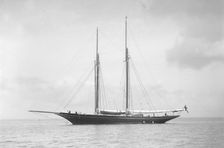 The schooner Allah Karim at anchor, 1912. Creator: Kirk & Sons of Cowes