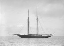 The schooner Allah Karim at anchor, 1912. Creator: Kirk & Sons of Cowes