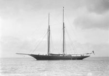The schooner Allah Karim at anchor, 1912. Creator: Kirk & Sons of Cowes