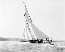 The schooner Flying Foam sailing close-hauled in a good wind, 1910. Creator: Kirk & Sons of Cowes