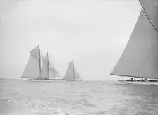 The schooner Germania and cutter White Heather 1913. Creator: Kirk & Sons of Cowes
