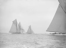 The schooner Germania and cutter White Heather 1913. Creator: Kirk & Sons of Cowes