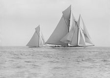 The schooner Germania and cutter White Heather 1913. Creator: Kirk & Sons of Cowes
