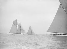 The schooner Germania and cutter White Heather 1913. Creator: Kirk & Sons of Cowes
