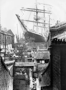 The schooner Penang lying in Millwall Docks, London, 21st July 1932. Creator: Unknown