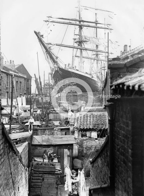 The schooner 'Penang' lying in Millwall Docks, London, 21st July 1932. Creator: Unknown.