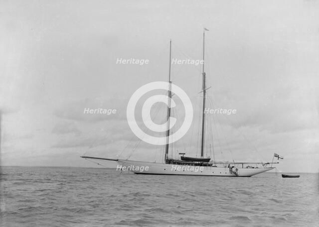 The schooner 'Sylvana' at anchor. Creator: Kirk & Sons of Cowes.