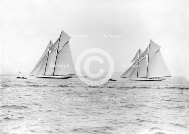 The schooners 'Margherita' & 'Germania', 1913. Creator: Kirk & Sons of Cowes.
