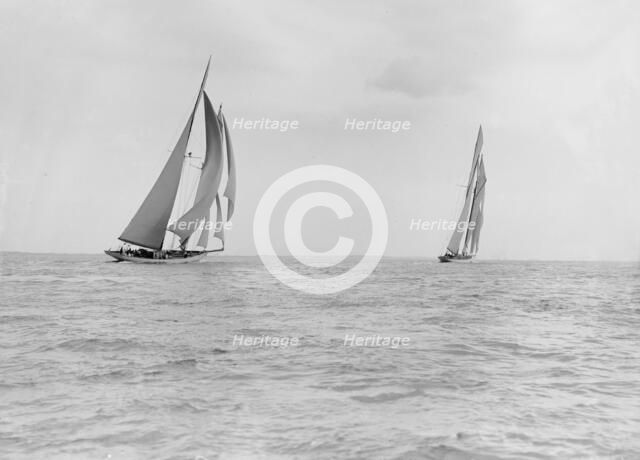 The schooners 'Margherita' & 'Germania', 1913. Creator: Kirk & Sons of Cowes.