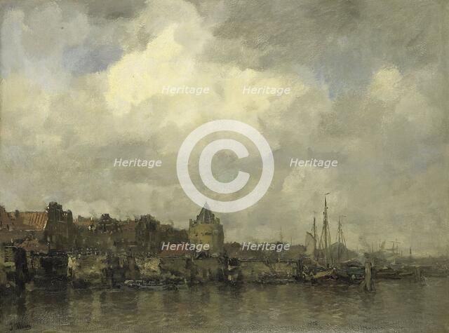 The Schreierstoren on the Buitenkant in Amsterdam, c.1876.  Creator: Jacob Henricus Maris.