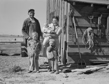The Schroeder family on their new farm, Dead Ox Flat, Malheur County, Oregon, 1939. Creator: Dorothea Lange