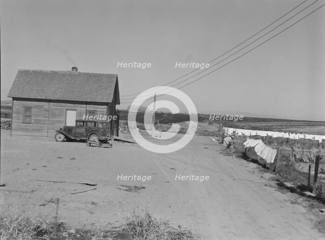 The Schroeder family's new house, Dead Ox Flat, Malheur County, Oregon, 1939. Creator: Dorothea Lange.