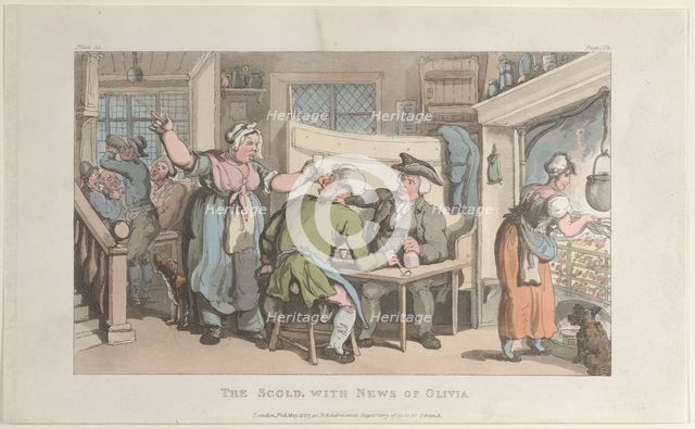 The Scold, with News of Olivia, from "The Vicar of Wakefield", May 1, 1817., May 1, 1817. Creator: Thomas Rowlandson.