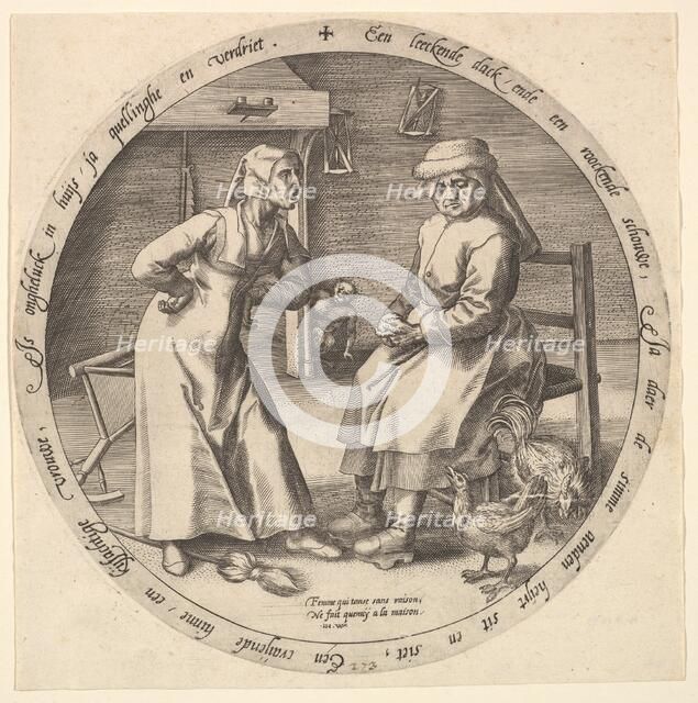 The Scolding Woman and the Cackling Hen, ca. 1568. Creator: Jan Wierix.