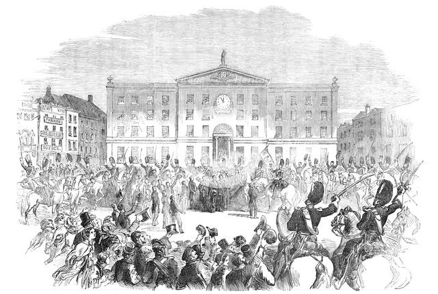 The Scots Greys leaving Nottingham for the War in the East, 1854. Creator: Unknown.