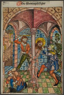 The Scourging of Christ (verso), and The Israelites Enslaved in Egypt (recto), from..., 1929. Creator: Michael Wolgemut
