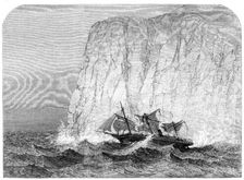 The screw steam-ship Royal Standard in collision with an iceberg...home voyage from Melbourne, 1864. Creator: Unknown