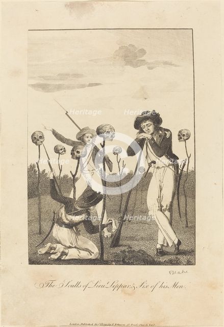 The Sculls of Lieut Leppar, & Six of his Men, 1793. Creator: William Blake.