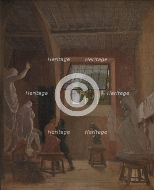 The Sculptor Jens Adolph Jerichau in his Studio in Rome, 1871. Creator: David Jacobsen.