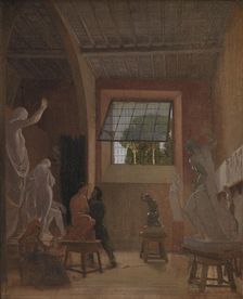 The Sculptor Jens Adolph Jerichau in his Studio in Rome, 1871. Creator: David Jacobsen