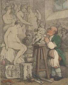 The Sculptor [Preparations for the Academy, Old Joseph Nollekens and his Venus], ca. 1800., ca. 1800 Creator: Thomas Rowlandson