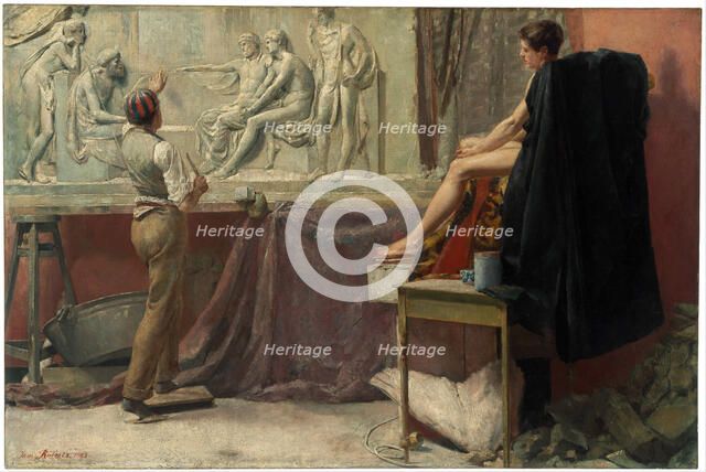 The sculptor's studio, 1885. Artist: Roberts, Tom (1856-1931)