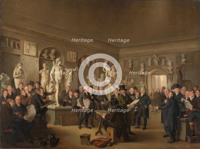 The Sculpture Gallery of the Felix Meritis Society, 1806-1809. Creator: Adriaan De Lelie.