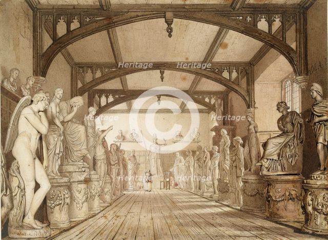 The Sculpture Gallery in the Examination Schools, Oxford, 1813. Artist: William Westall.