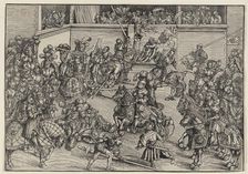 The second tournament with Samson and the lion on the balcony carpet, 1509. Creator: Cranach, Lucas, the Elder (1472-1553)