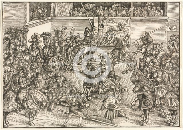 The Second Tournament with the Tapestry of Sampson and the Lion, 1509. Creator: Lucas Cranach (German, 1472-1553).