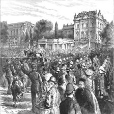 'The Second Battalion of the Grenadier Guards leaving Wellington Barracks for Bermuda 1890. Creator: Unknown