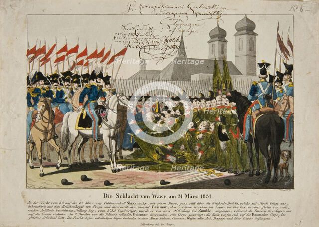 The Second battle of Wawer on 31 March 1831, 1831. Creator: Wunder, Georg Benedikt (1786-1858).
