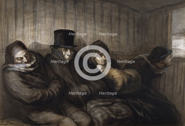 The Second Class Carriage, 1864. Creator: Honore Daumier.