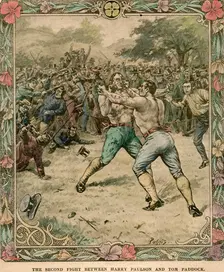 The second fight between Harry Paulson and Tom Paddock 1851 (late 19th or early 20th century).Artist: Pugnis