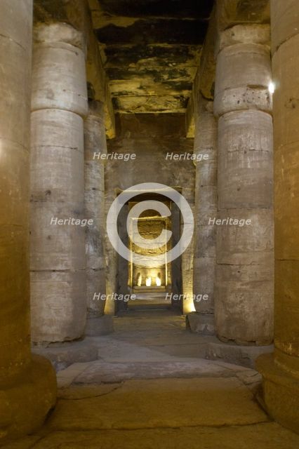 The Second Hypostyle Hall, Temple of Seti I, Abydos, Egypt, New Kingdom, 19th Dynasty (2003). Creator: LTL.
