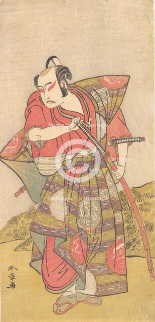 The Second Ichikawa Yaozo as a Samurai Dressed in a Gaudy Kamishimo, probably 1773. Creator: Shunsho.
