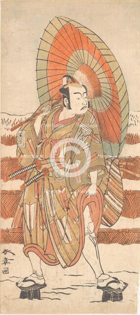 The Second Ichikawa Yaozo as a Samurai Standing in the Snow, probably 1774. Creator: Shunsho.