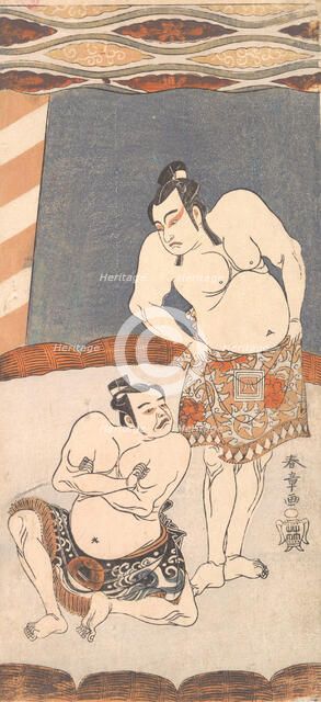 The Second Ichikawa Yaozo as a Wrestler Standing in an Arena, 1770. Creator: Shunsho.