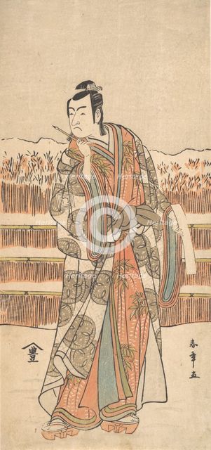 The Second Ichikawa Monnosuke as a Man of High Rank Standing in the Snow, ca. 1786-87. Creator: Shunsho.