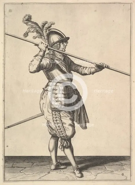 The second movement for bringing the pike on to the shoulder and holding it horizontally, from.... Creator: Unknown.