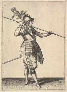 The second movement for bringing the pike on to the shoulder and holding it horizontally, from.... Creator: Unknown