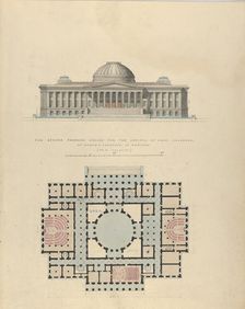 The Second Premium Design for the Capitol of Ohio, Columbus, ca. 1839. Creator: Alexander Jackson Davis