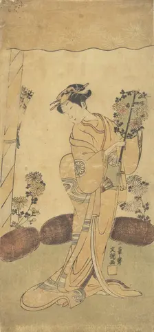 The Second Segawa Kikunojo in the Role of Reizei in "Ima-o-sakari Suehiro Genj..., 12th month, 1768. Creator: Ippitsusai Buncho