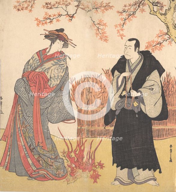 The Second Segawa Tomisaburo as a Tall Courtesan Standing in a Room, ca. 1785. Creator: Shunsho.