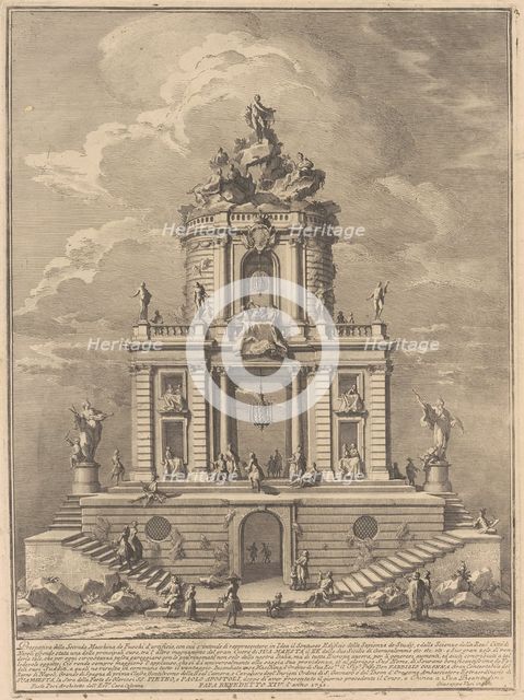 The Seconda Macchina for the Chinea of 1751: The Palace of Wisdom, Studies..., 1751. Creator: Giuseppe Vasi.
