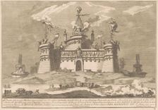 The Seconda Macchina for the Chinea of 1757: The Fortress of Cockaigne, 1757. Creator: Giuseppe Pozzi