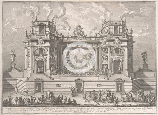 The Seconda Macchina for the Chinea of 1761: A Magnificent Theater, 1761. Creator: Giuseppe Vasi.