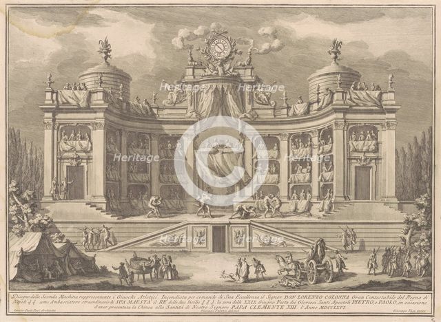 The Seconda Macchina for the Chinea of 1766: A Theater for Athletic Games, 1766. Creator: Giuseppe Vasi.