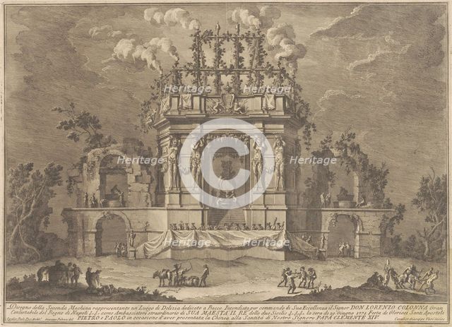 The Seconda Macchina for the Chinea of 1771: A Pleasure Palace Dedicated to Bacchus, 1771. Creator: Giuseppe Vasi.