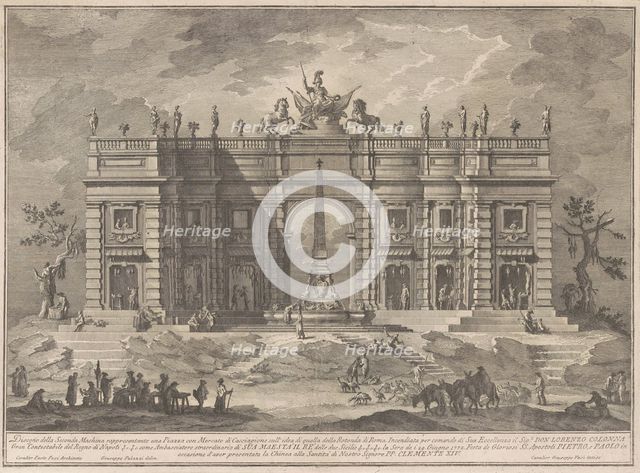 The Seconda Macchina for the Chinea of 1772: A Square with a Game Market..., 1772. Creator: Giuseppe Vasi.